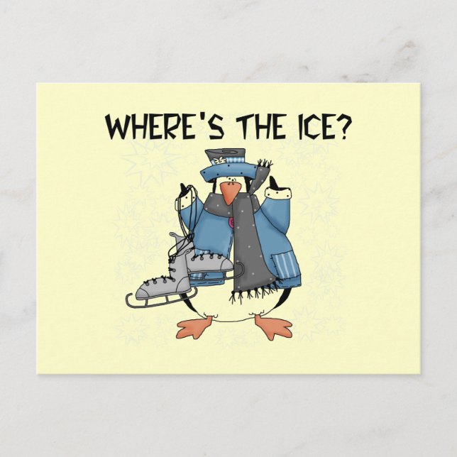 Pinguin Ice Skaten Tshirts und Geschenke Postkarte (Vorderseite)