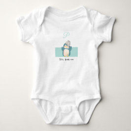 Pinguin ・ Ihren Namen Niedlich Alphabet Monogramm Baby Strampler