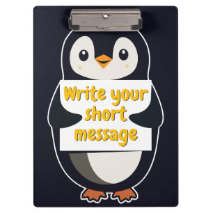 Pinguin-Illustration mit anpassbarem Schild Klemmbrett