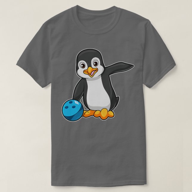 Pinguin im Bowling mit Bowlingball 2 T-Shirt (Design vorne)
