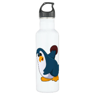 Pinguin im Bowling mit Bowlingball Edelstahlflasche