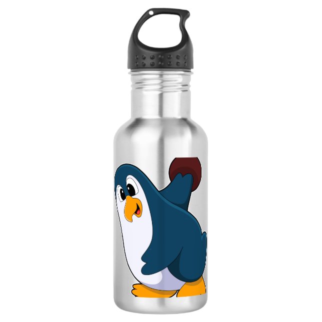 Pinguin im Bowling mit Bowlingball Edelstahlflasche (Vorderseite)