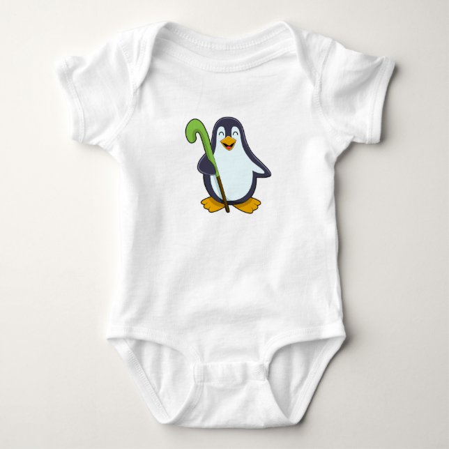 Pinguin im Hockey mit Hockey-Schläger Baby Strampler (Vorderseite)