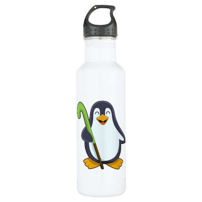 Pinguin im Hockey mit Hockey-Schläger Edelstahlflasche (Vorderseite)
