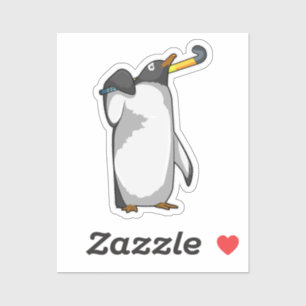Pinguin im Hockey mit Hockeystick Aufkleber