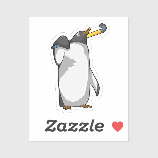 Pinguin im Hockey mit Hockeystick Aufkleber (Blatt)