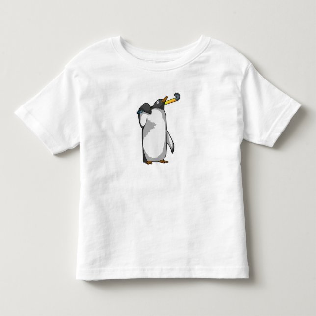 Pinguin im Hockey mit Hockeystick Kleinkind T-shirt (Vorderseite)