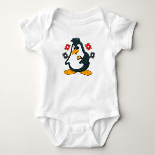 Pinguin im Poker mit Poker-Karten Baby Strampler