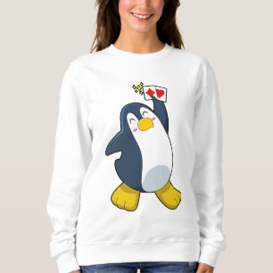 Pinguin im Poker mit Poker-Karten Sweatshirt