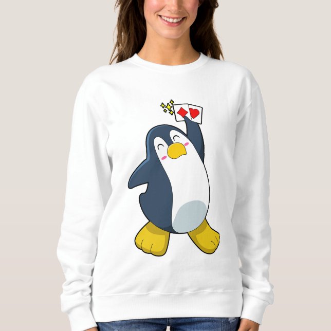 Pinguin im Poker mit Poker-Karten Sweatshirt (Vorderseite)