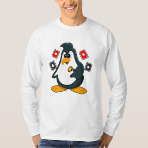 Pinguin im Poker mit Poker-Karten T-Shirt
