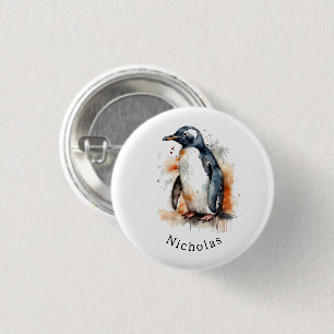 Pinguin in Aquarell, anpassbar Button