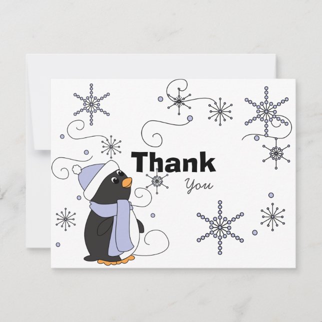 Pinguin in Awe Vielen Dank Hinweis Mitteilungskarte (Vorderseite)
