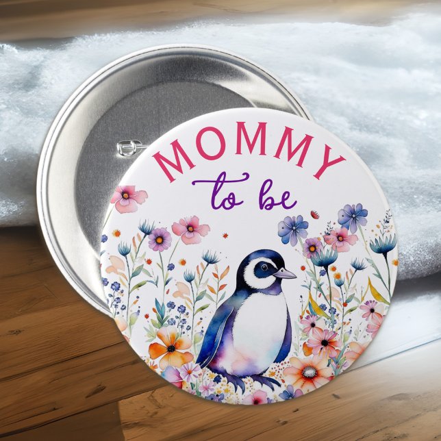 Pinguin in Blume Kinderdusche Mama Button (Von Creator hochgeladen)