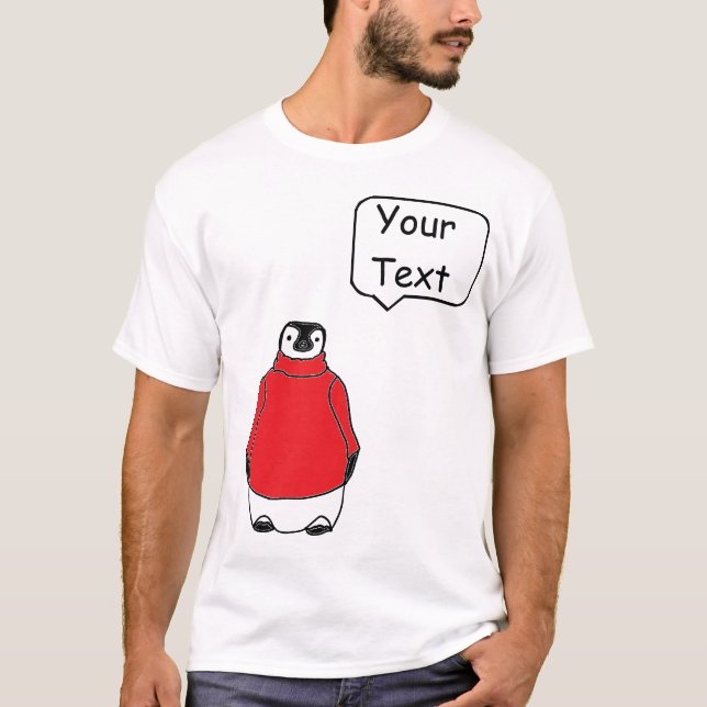 Pinguin in der Strickjacke mit custumizable T-Shirt (Vorderseite)