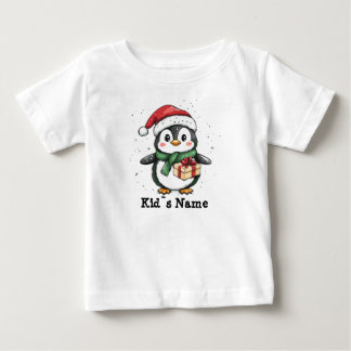 Pinguin in der Weihnachtszeit Weihnachtsmannmütze Baby T-shirt
