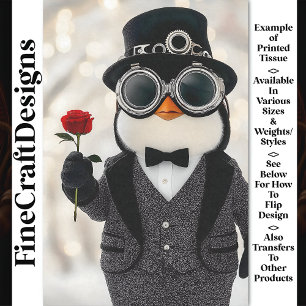 Pinguin in einem Anzug + Rote Rose AH5Z Decoupage Seidenpapier