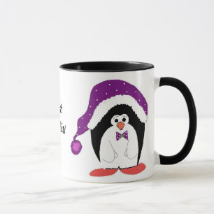 Pinguin in einem Lila Hut Tasse