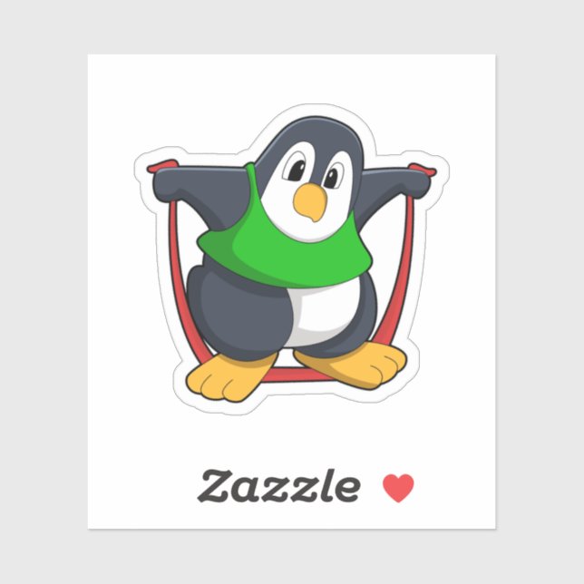 Pinguin in Fitness mit Skipping rope.PNG Aufkleber (Blatt)