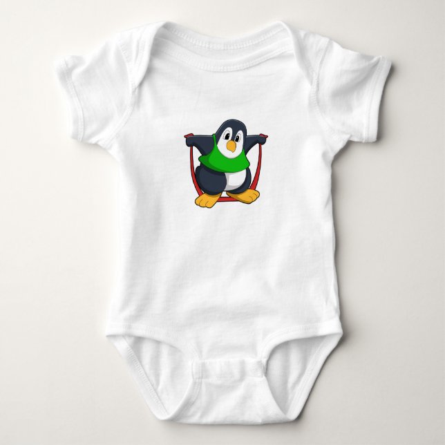 Pinguin in Fitness mit Skipping rope.PNG Baby Strampler (Vorderseite)