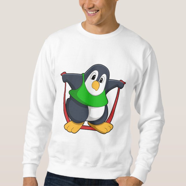 Pinguin in Fitness mit Skipping rope.PNG Sweatshirt (Vorderseite)