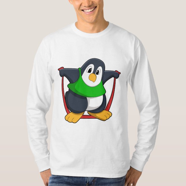 Pinguin in Fitness mit Skipping rope.PNG T-Shirt (Vorderseite)