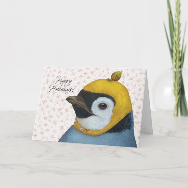 Pinguin in Kappe mit Akkordeonkarte Karte (Vorderseite)