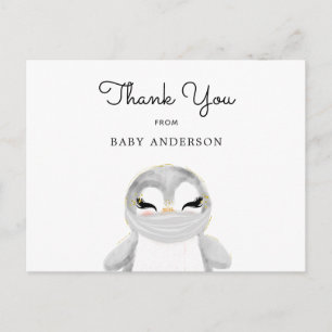 Pinguin in Mask Baby Dusche Vielen Dank Postkarte
