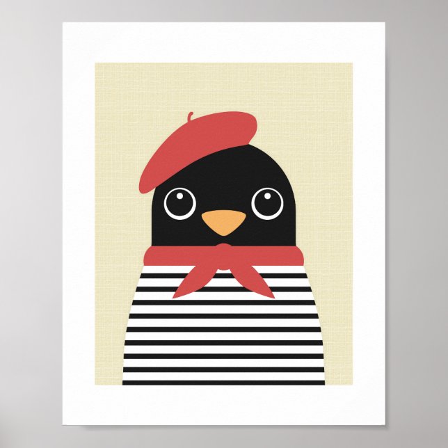 Pinguin in Paris Poster Print (Vorne)