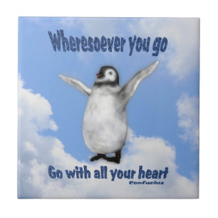 Pinguin inspirierendes Konfuzius-Zitat Fliese