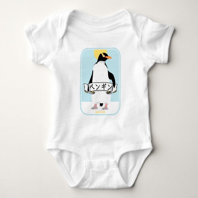 Pinguin Japanisch Schrift, die Pinguin liest Baby Strampler (Vorderseite)