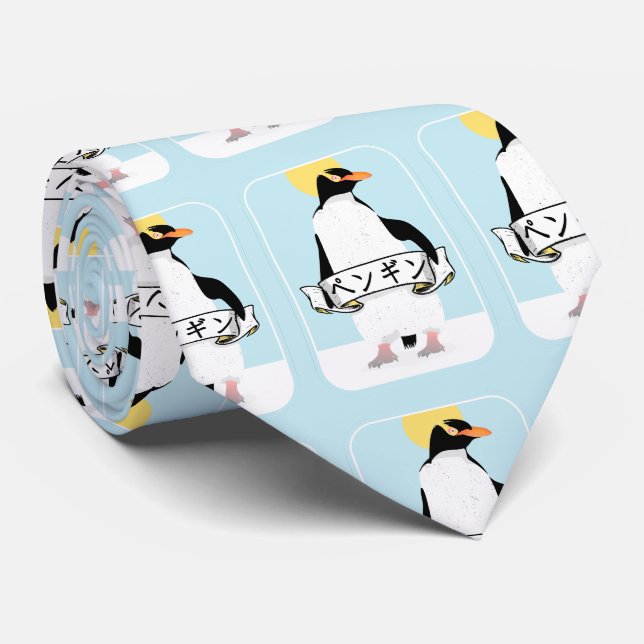Pinguin Japanisch Schrift, die Pinguin liest Krawatte (Gerollt)