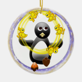 PINGUIN-JONGLIERENDE ENTEN-WEIHNACHTSverzierung Keramik Ornament