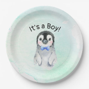 Pinguin-Junge-Winter-Baby-Party-Papierplatte Pappteller