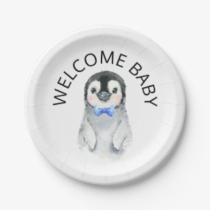 Pinguin-Junge-Winter-Baby-Party-Papierteller Pappteller