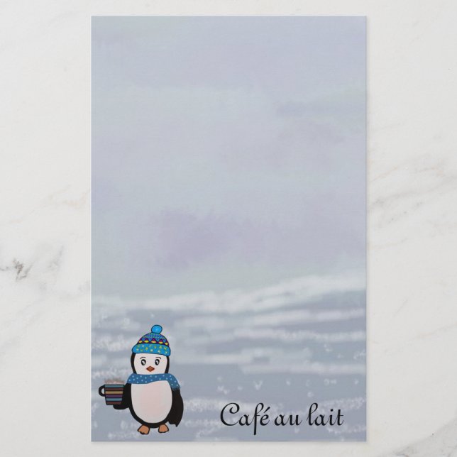 Pinguin-Kaffeepause-Briefpapier Briefpapier (Vorderseite)