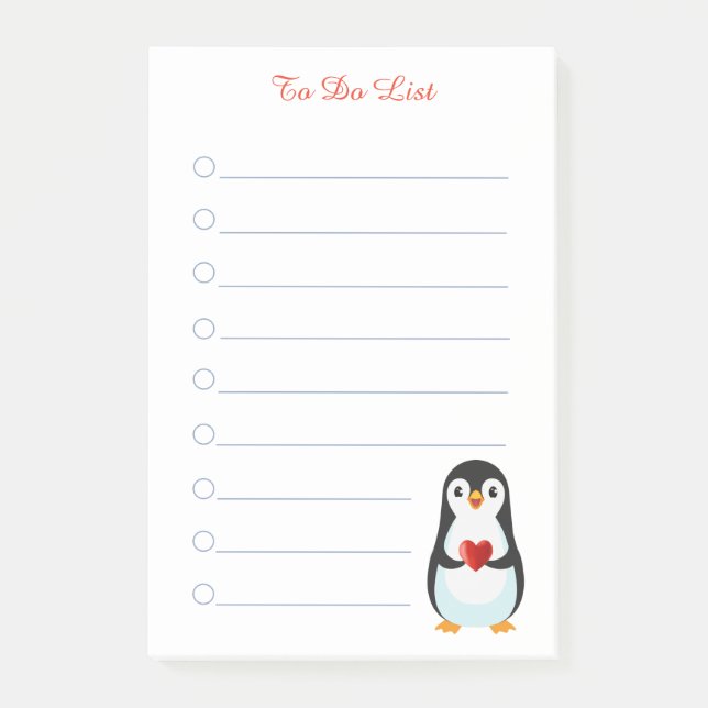 Pinguin & Kalligraphie auf weißen, mit einem Rand  Post-it Klebezettel (Vorderseite)