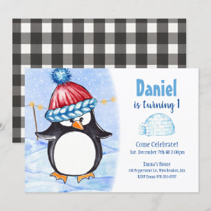 Pinguin Kindergeburtstag Party Einladung
