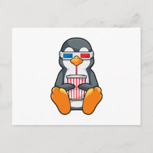 Pinguin Kino Brille Trinkbecher Postkarte