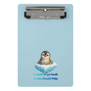 Pinguin-Klimaänderungsschutz-Design Mini Klemmbrett