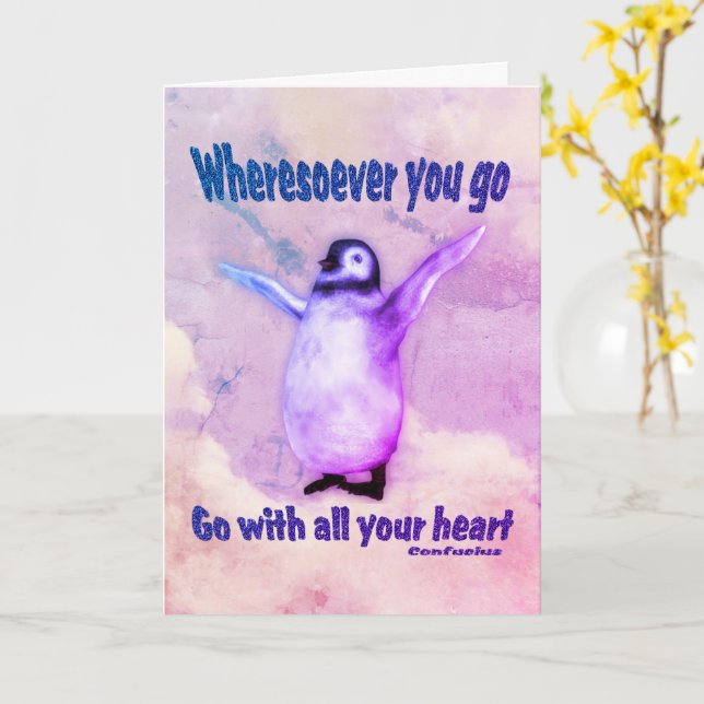 Pinguin Konfuzius Zitat Inspirationskarte Karte (Gelbe Blume)