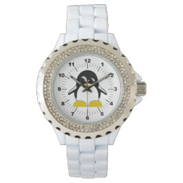 Pinguin Kristall White Enamel Watch Armbanduhr