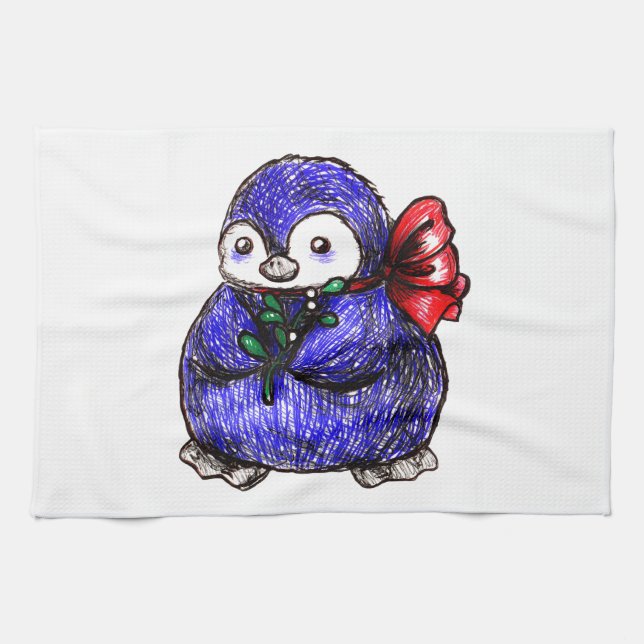 Pinguin-Küken Geschirrtuch (Horizontal)