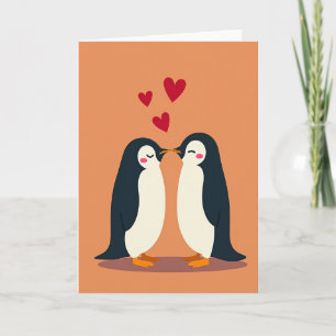 Pinguin küssendes Paar Liebeskarte Karte