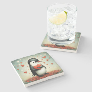 Pinguin Liebe 1 Steinuntersetzer