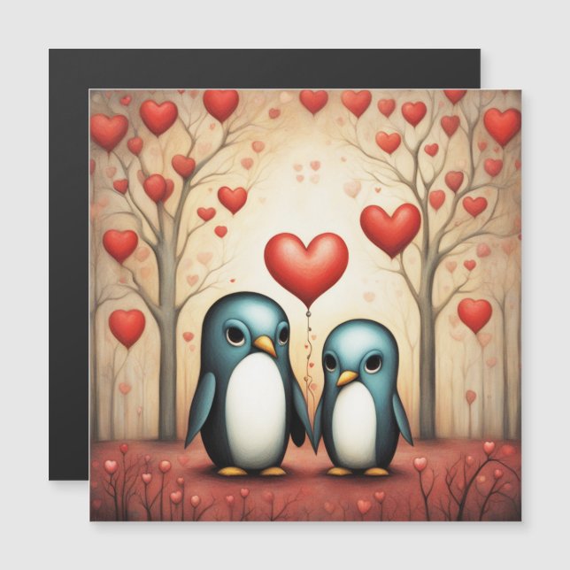 Pinguin Liebe 3 Magnetkarte (Vorne/Hinten)