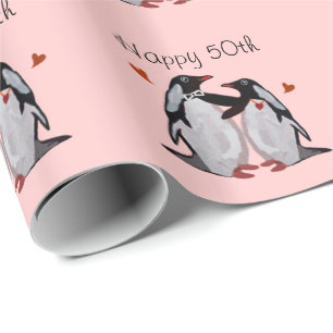 Pinguin Liebe 50 Jahre Geschenkpapier