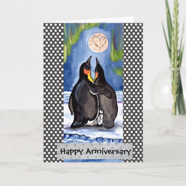 Pinguin Liebe Aurora Jubiläumskarte Personalisiere Karte (Vorderseite)