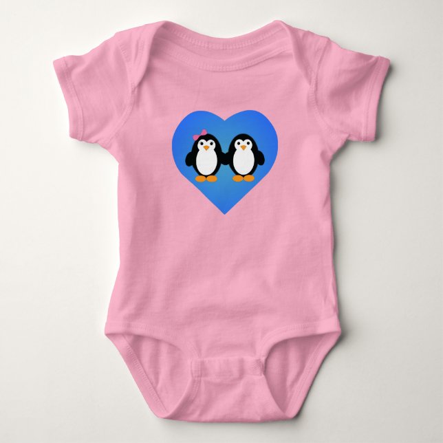 Pinguin-Liebe Baby Strampler (Vorderseite)