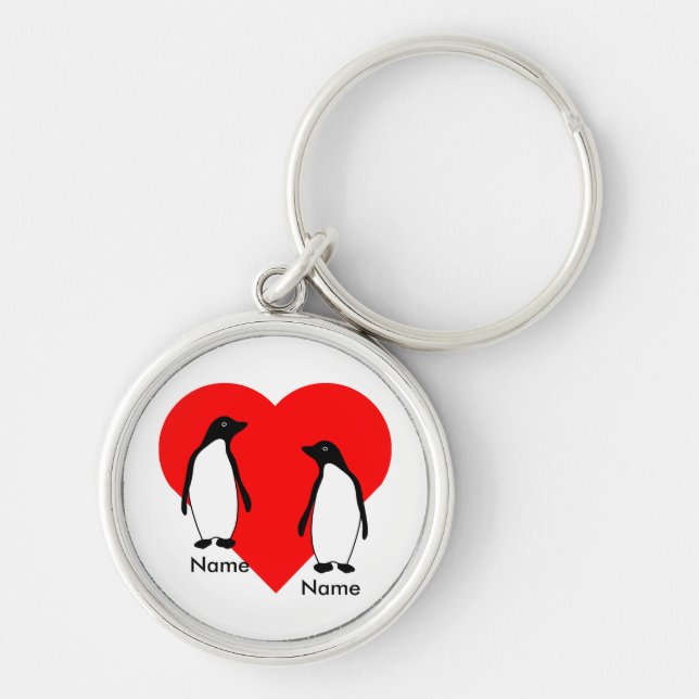 Pinguin Liebe Couple Premium Schlüsselanhänger (Vorne)